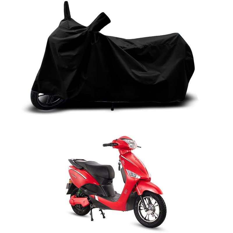 Image of 100% Scratchproof /UV-Rays /Heat Protection /Birds Dropping /Water Resistant /Dust Proof /Waterproof /Bike Scooty Two Wheeler Body Cover Compatible for Electric Optima CX Dual All Varient[Black]