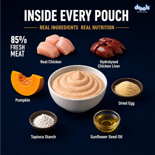 Image of Drools Kitten Wet Mousse 80g Pack of 5, 400g | Chicken Flavour | Rich in Protein | Promotes Hydration & Easy to Digest | No Artificial Flavours | Packed with Essential Vitamins & Antioxidants