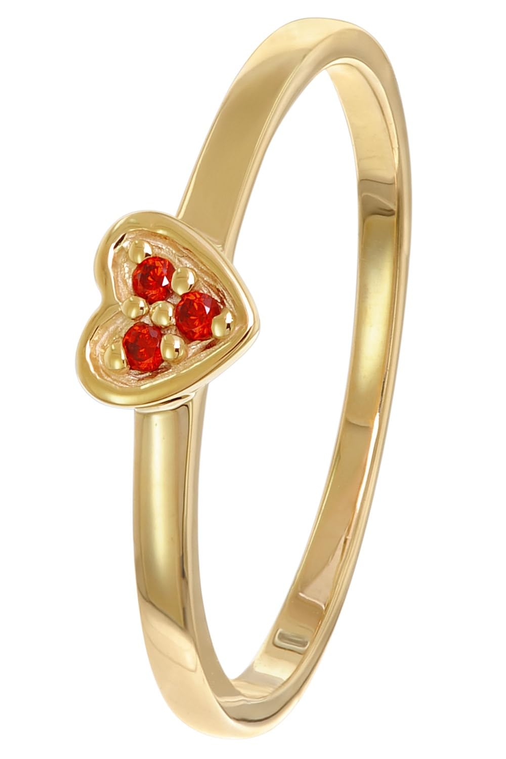 trendor Damenring Gold 333/8K Herz Mit Roten Zirkonias 41539 | eleganter Ring für Frauen, tolles Schmuckstück und edles Accessoire,