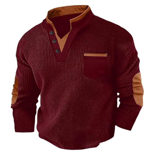 RTRDE Men's Golf Sweatshirts, Long Sleeve Waffle Knit Casual Workout Pullover Sweaters with Pocket, M-3XL2