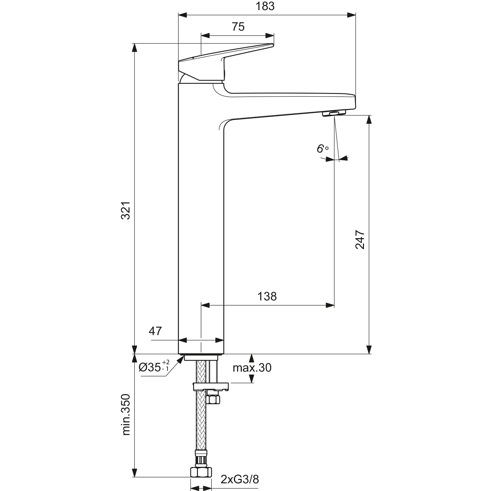 Ideal Standard Bateria umywalkowa, chromowana, stojąca - bez drutu i łatwa naprawa