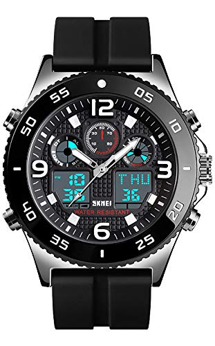 Gosasa Business Watch Men Wristwatch Quartz Dual Display Watch Fashion Casual 3 Time Waterproof Stopwatch Clock
