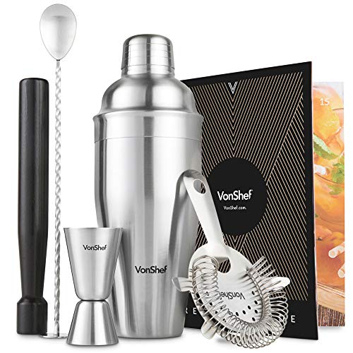 VonShef 5pc 19oz Manhattan Cocktail Shaker Bartender Set Stainless Steel with Bar Spoon