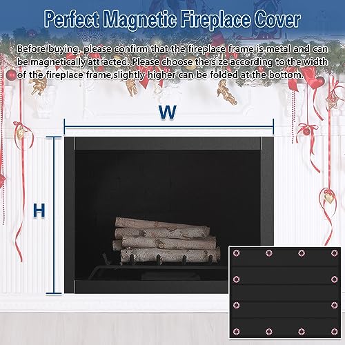 Fireplace Cover, Magnetic Fireplace Blocker Blanket Stops Heat Loss, Indoor Fireplace Draft Stopper Save Energy, Magnetic Fireplace Draft Cover for Iron Fireplace Frame (39\"x32\")