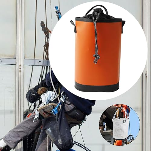 jojomis Rock Climbing Rope Bag Drawstring Pouch 5L Large Capacity for Caving Mountaineering Work Gardening Hiking Tool Storage- Orange
