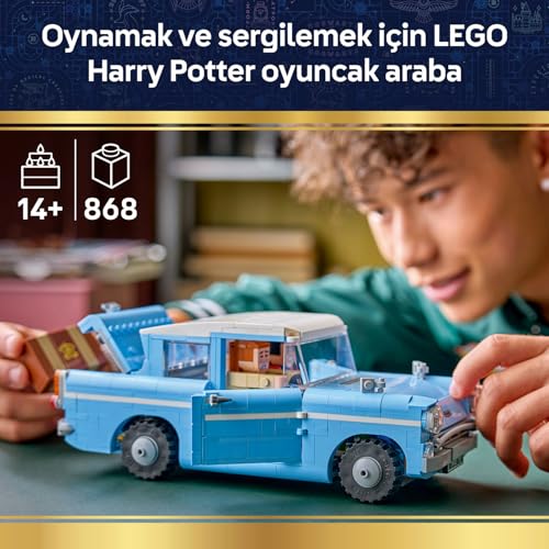 LEGO Harry Potter Sihirli Uçan Ford Anglia 76470-14 Yaş ve Üzeri Çocuklar için Parçalarla İnşa Edilen Ron ve Harry Figürleri ile Hedwig İçeren Yaratıcı Oyuncak Yapım Seti, Hediye Fikri (868 Sayfa)