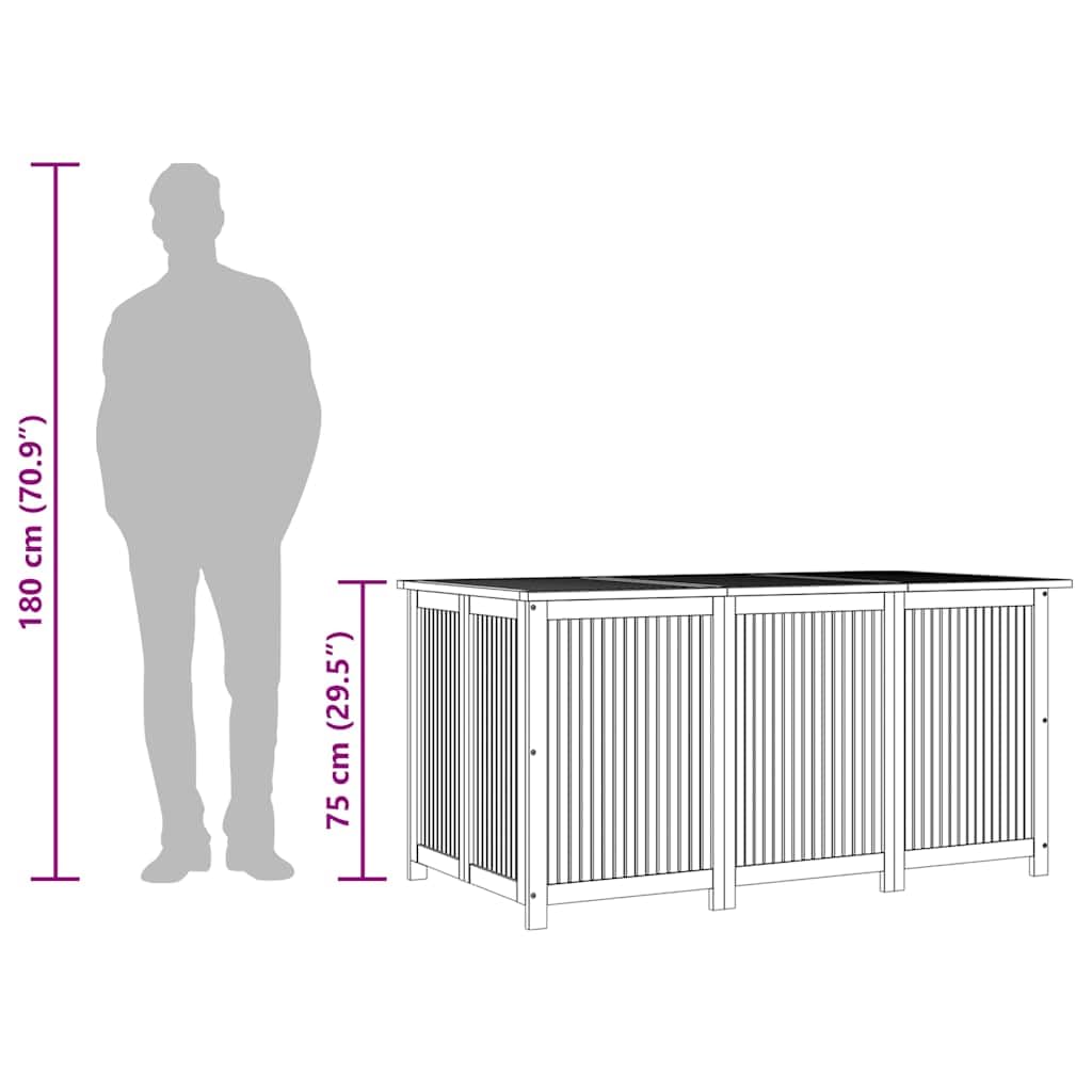 vidaXL Gartenbox, Aufbewahrungsbox mit viel Stauraum, Auflagenbox mit wasserfestem Beutel, Kissenbox Deckenbox Gartenaufbewahrungsbox, Massivholz Akazie
