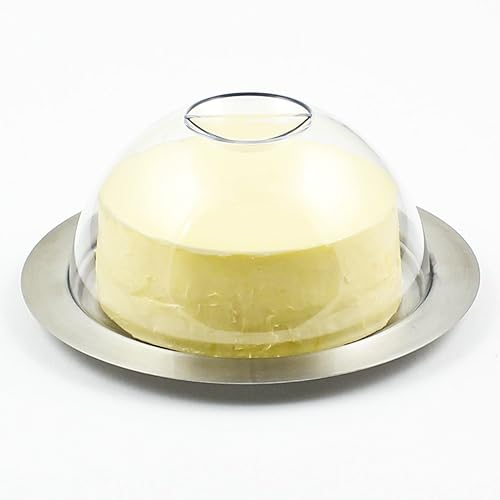 Zoie + Chloe Mantequillera redonda de acero inoxidable con tapa fácil de sostener