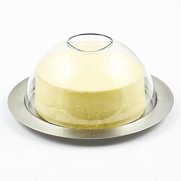 Zoie + Chloe Stainless Steel Round Butter Dish with Easy to Hold Lid