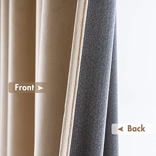 Image of MIULEE Camel Beige Blackout Velvet Curtains Drapes 84 Inch Long 52 inchx84 inch