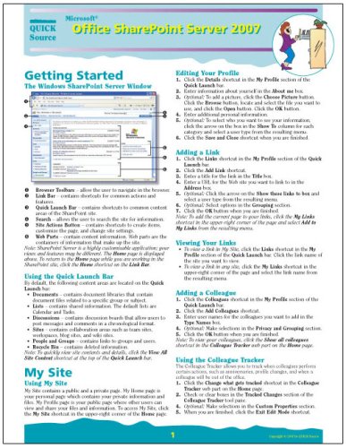 Microsoft Office SharePoint Server 2007 Quick Source Reference Guide ...