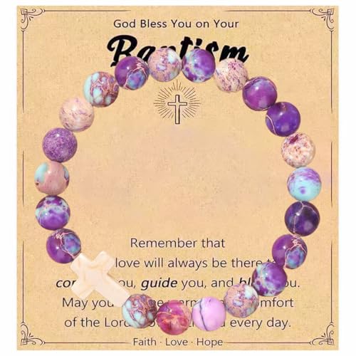 Image of Baptism Gifts Cross Bracelet for Teen Boys Girls, Christening Bless Gift for Women, Men, Teenage Girls, Son, Grandson, Nephew, Brother, Godchild, Daughter