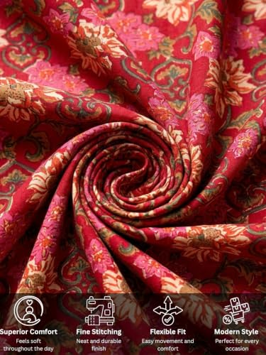 Image of Leriya Fashion Women's Rayon Paisley Printed Tunic Western Tops Short Kurti - Comfortable Everyday Wear & Half Sleeves, Collar Neck (Available in Plus Size)