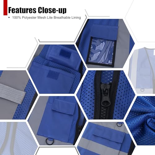 Image of Safety Vest for Men Women Hi Vis Vest with Pockets Mesh High Visibility Vests Meets ANSI /ISEA Standards