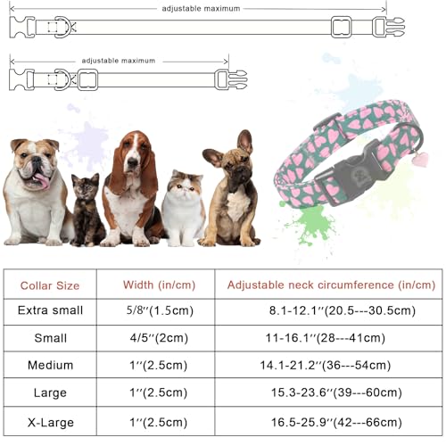 Collar para perro con patrón de corazones verde talla M miniatura 6