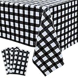 FÁCIL DE LIMPIAR: el mantel desechable a cuadros en blanco y negro podría proteger sus mesas, ni siquiera tiene que preocuparse por la limpieza después de la fiesta, simplemente arrugue el mantel y tírelo a la basura, menos tiempo para limpiar, lo que permite más tiempo para otras actividades planificadas y pasar más tiempo con familiares o amigos disfrutando de la fiesta.