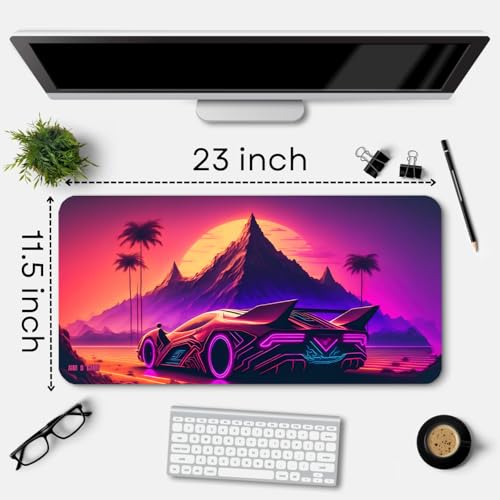 Image of Extended Gaming Mouse Pad for Desk (23x11.5 Inch) - Large Mouse Pad for Office & Home | Non-Slip Rubber Base, Smooth Surface Desk Mat for Laptop, Keyboard & Mouse (Sports Car Edition) (Print 11)