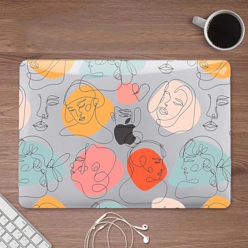Image of Compatible with MacBook Air 13.6 inch Case 2022 2024 2025 Release M4 A3240 M3 A3113 M2 A2681 with Touch ID & Retina Display, Rubberized Slim Hard Shell Protective Case Cover for Air 13.6, Art Face