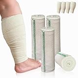 Beltwell® Wide Compression Bandages With Velcro (4 Pack) Elastic Compression Wrap for Legs, Arms & Knees with Dual-Closure Design for Even Compression, Swelling Relief, Sports Support & Injury Recovery