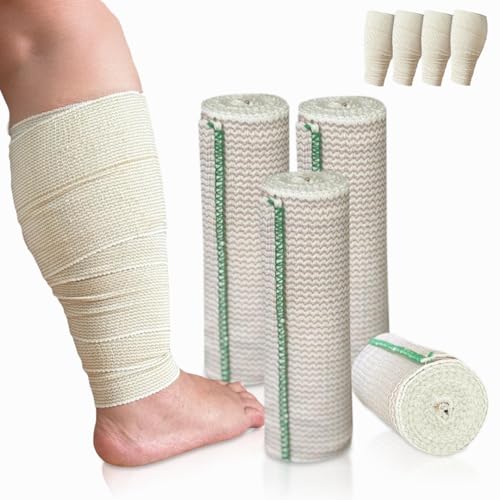 Beltwell® - Extra Wide Compression Bandages With Velcro For Edema, Lymphedema, Circulation, Weeping Legs, Venous Insufficiency (4 Bandages)