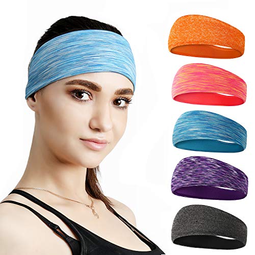 image for Mens Headband 5 Pack Guys Sweatband Headbands for Sports,Running,Cross