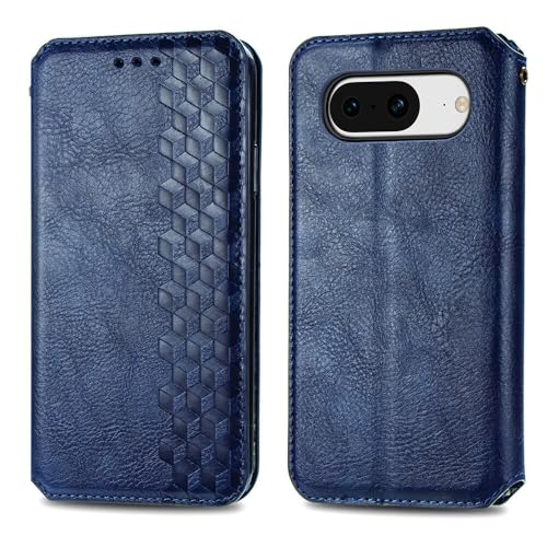 Housse Google Pixel 5 XL bleu avec clapet magnétique et rangements de cartes