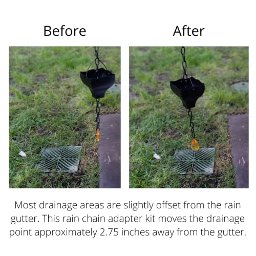 Jitane Rain Chain Gutter Adapter Kit Black Stainless Steel - Offset For Drains Not Directly Under Gutter - Rain Chain Installer #TOP3