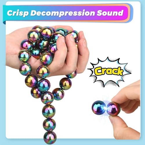 Image of Dilabnba 28PCS Rainbow Hematite Magnetic Ball Fidget Toy for Adults, Men Women Magnetic Hand Roller Office Desk Toys for Gifts, Science Kit Rare Earth Magnets with Fiber Case