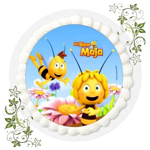 Für den Geburtstag ein Tortenbild Zuckerbild mit Motiv Essbares Foto für Torten Tortenbild Tortenaufleger Ø 20cm FONDANT gebrauchsfertig Motive: Biene Maja Nr. Q 228