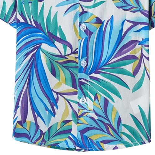 Boys Lapel Tropical Botanical Print Single Breasted Cardigan Beach Shirt Thermal Long Sleeve Boys (G, 9-12 Months)4