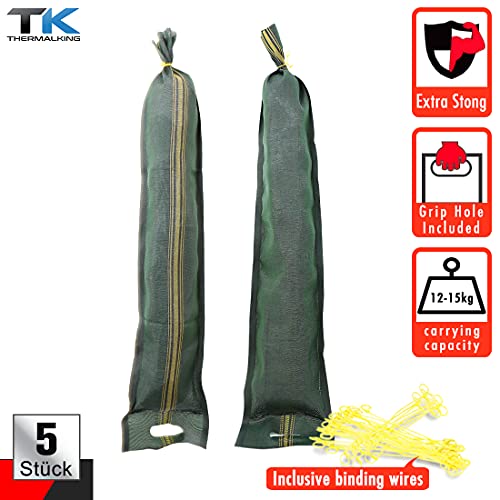 5 Sacs anti inondation - Sac de sable à remplir avec poignée – Barrière pour porte de garage en cas d’inondation (25 x 100 cm) – Image 5