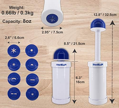 StarBlue Churrera Churro Maker with FREE Recipe e-Book - Easy Piping Nozzle Tool for Deep Fry Churro in 8 Difference Shapes