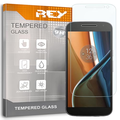 REY Pellicola salvaschermo per Motorola Moto G4, Vetro temperato, di qualità Premium
