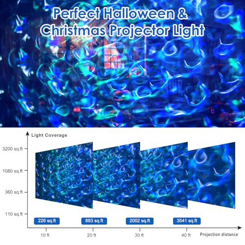 Image of Ocean Wave Projector Light Outdoor 15 Colors Water Ripple Effect Lamp | IP65 Outdoor Projector with Remote for Halloween Christmas Decor - Ideal for Yard, Wall, Ground, Parties & Holiday Displays