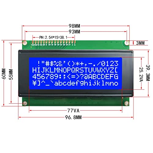 Image of 2004 LCD Display Module DC 5V 20x4 White Character Blue Backlight | (Pack of 2) DIYmalls 2004 LCD Display Module 5V 20x4 White Character Blue Backlight 16P Parallel Interface for Arduino ESP32