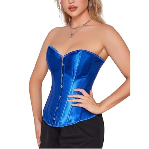 Corset Corselet Espartilho Modelador Acetinado Linha Casual Tam 36 a 56 Azul Dark M111