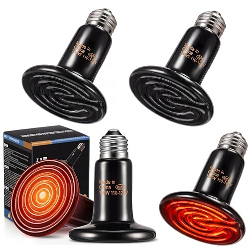 Image of 4 Pack 150W Ceramic Heat Emitter, No Light Reptile Heat Lamp Bulb for Bearded Dragon Tank, Chicken Brooder and Coop, E26 Ceramic Heater Bulb for Large Terrarium