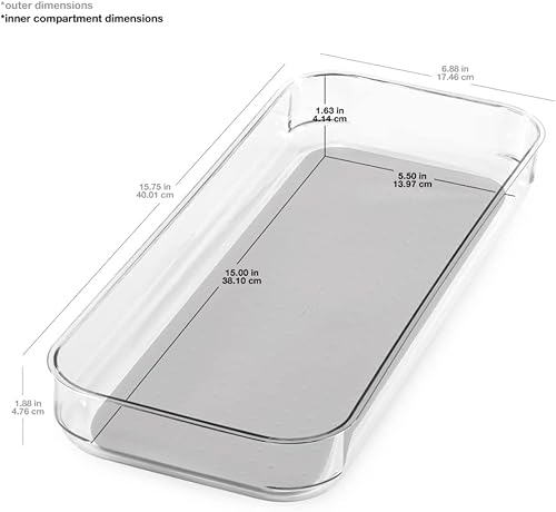 Miniatura 5 de madesmart Papelera antimicrobiana transparente de agarre suave de 16 x 6 pulgadas, 16.0 in x 6.0 in, gris claro