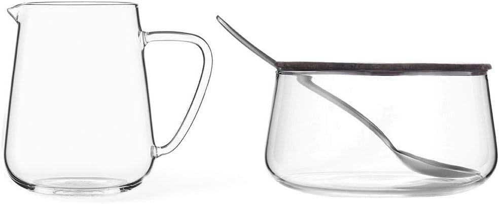 Classic, Glass Milk and Sugar Set with Stainless Steel Spoon, Very Light and Wafer-Thin, Stays Clear