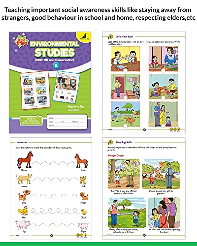Image of Woodsnipe Preschool Pack for LKG Ages 3-4 Years| 8 Books to teach Capital and Small Letters, Numbers 1 to 50, EVS, Rhymes, Colouring, Crafts | Ample Activity Worksheets on Tracing, Colouring, Puzzles and more