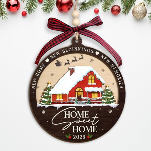 Housewarming Gifts New Home 2025 - New Home Ornament 2025, First Home Keepsake Gift for Couples, Homeowners - Best Housewarming Presents 2025, Gift Ideas for New Homeowners - Wooden Ornament