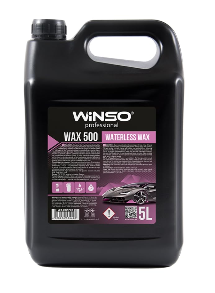 Winso Professional Wax 500 Waterless Car Wax Liquid, Car Wax - Waterless Car Wash & Wax 5L