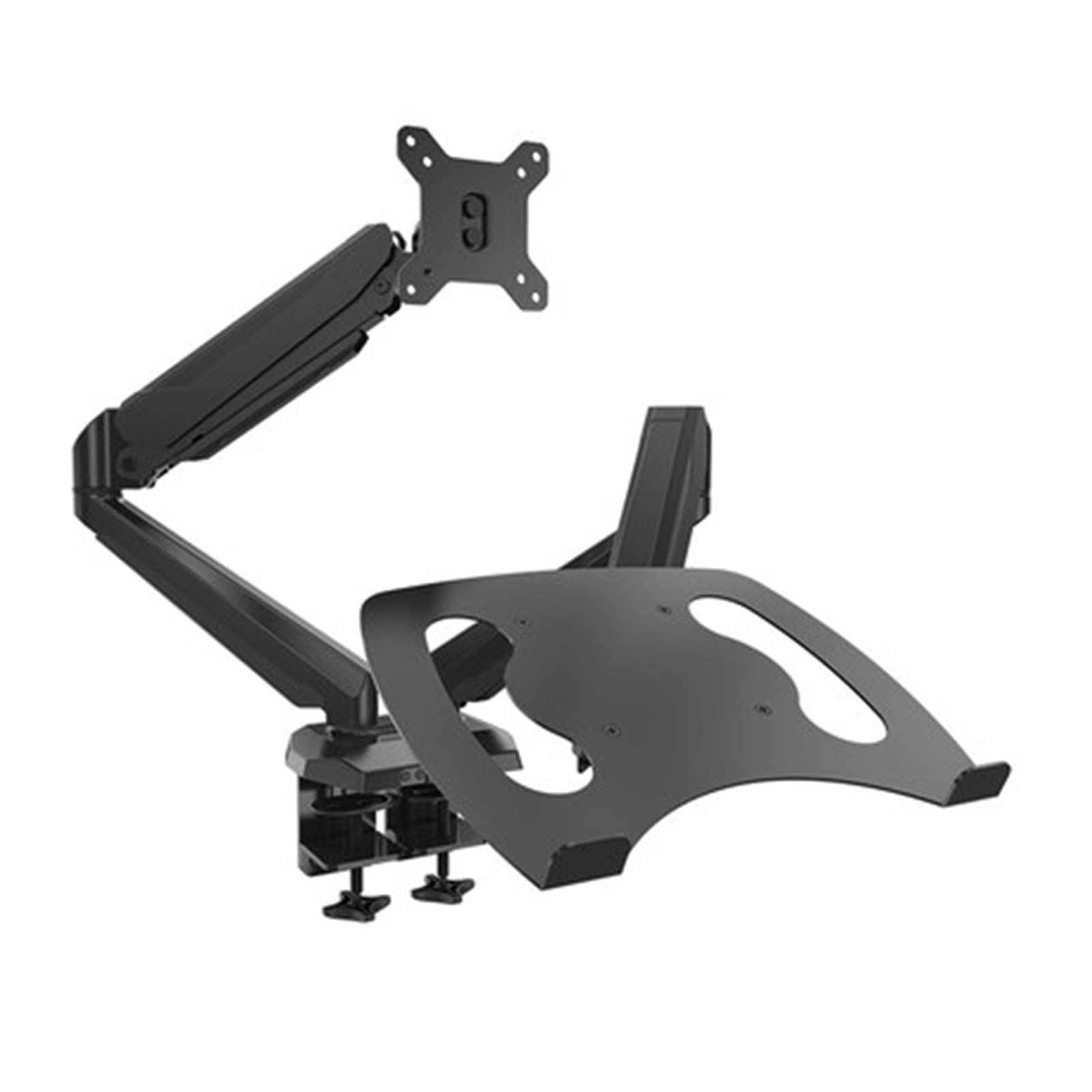 Supporto for laptop for tablet con doppio braccio a molla a gas 2 in 1 for montaggio su desktop e amp; Supporto for monitor con porta USB audio e porta for cuffie(Black)