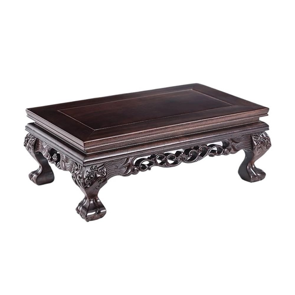 LJHFG63KUYT Pedestal Decor Rectangular Plant Stool Display Base, Vase Teapot Bonsai Ebony Carving Holder Indoor Holder(Large)