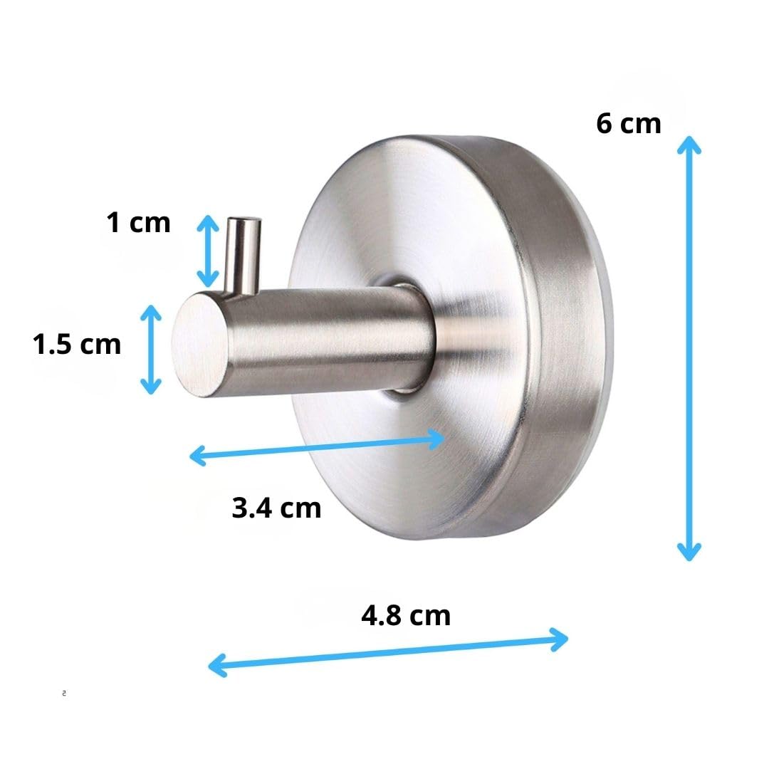 Gancho Pared Baño | Colgadores Toalla Acero Inoxidable 304 | Colgador Albornoz | Taladro Pared Cocina | Tornillos Incluido | Regalo 1 Ventosa | 2 Piezas. (2, PLATA)