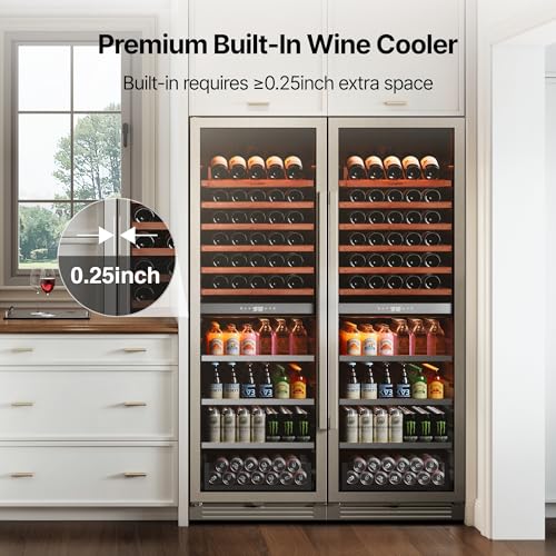 Image of Ca'Lefort 24 Inch Wine Fridge Set, 370 Can and 154 Bottle Capacity Dual Zone Wine Cooler Refrigerator, Adjustable Shelves & 3 LED Lighting Built in Wine Cooler for Home Bar Kitchen (Two 24 inch Units)