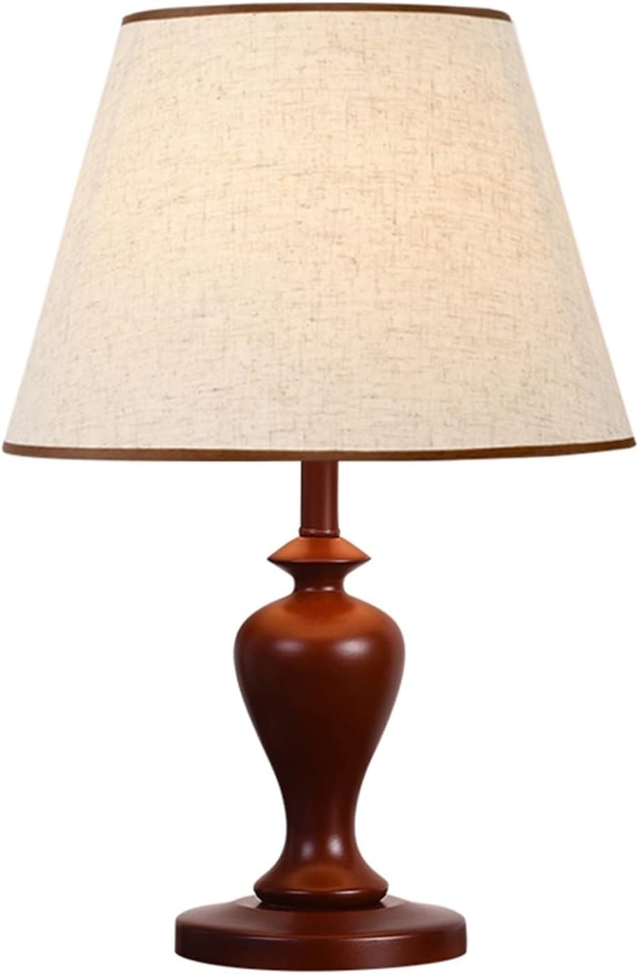 Table Lamp Bedside Lamps Fabric Linen Lampshade, Wooden Base Nightstand