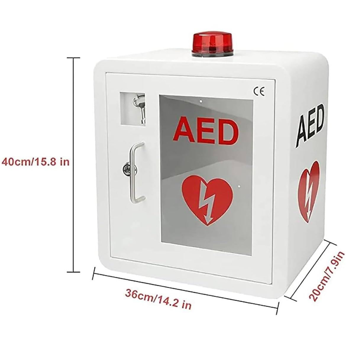 Armadietto per Defibrillatore Semiautomatico Esterno (Dae) a Parete Con Chiave E Allarme, Armadietto Porta Defibrillatore Semiautomatico Esterno, Design Con Angoli Arrotondati