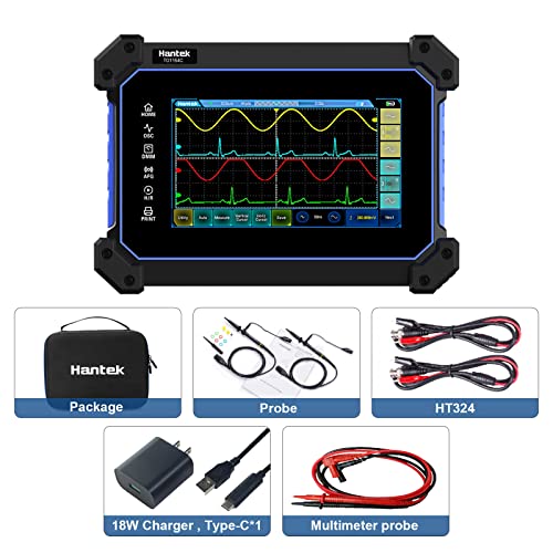 Image of Hantek Touch Screen Tablet Oscilloscope 4 Channel 250MHZ 1GSa /S Digital Oscilloscope + Multimeter 2 in 1 Oscilloscope Type C +8M Large Storage(TO1254C)
