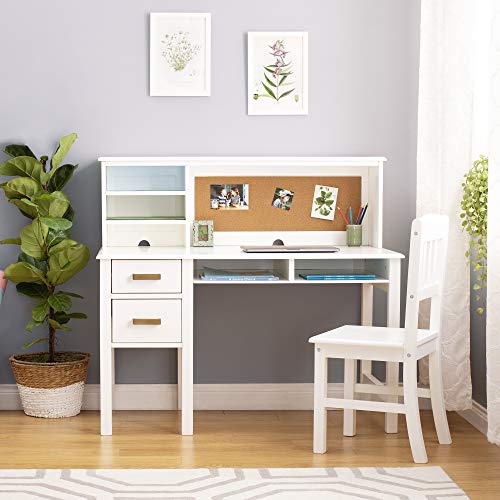 image for Guidecraft Taiga Desk, Hutch and Chair - White: Student's Study Comput